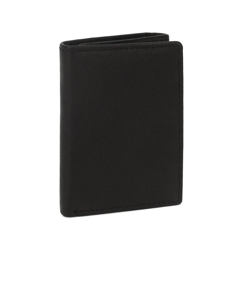 LB LEATHERBOSS Leatherboss Leather Boys Slim Compact Flap Id and Coin Pocket Trifold Wallet for men women, Black - Image 4